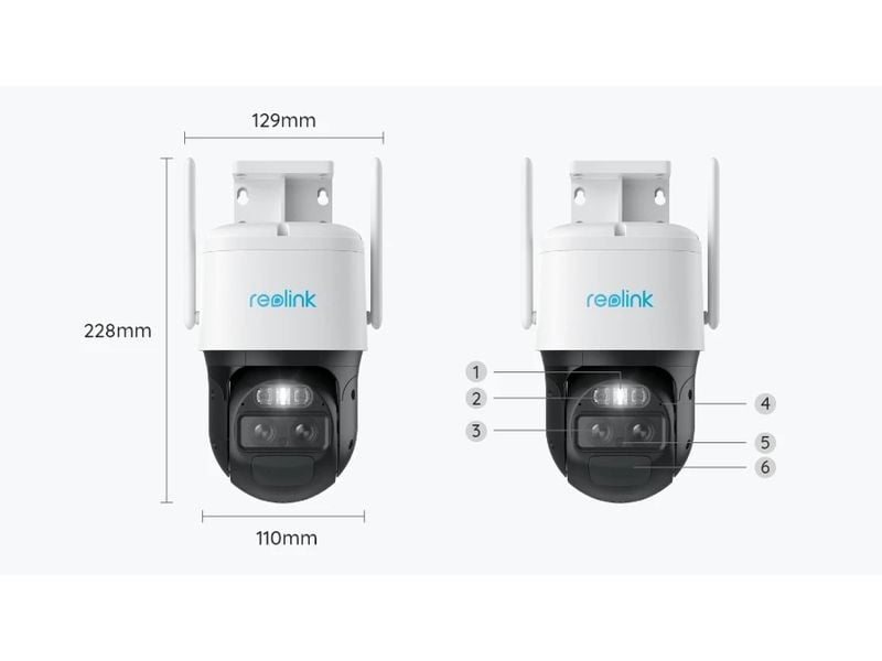 Reolink Netzwerkkamera Trackmix B770 2K Intelligente WLAN-Batteriekamera mit Auto-Zoom und -Tracking