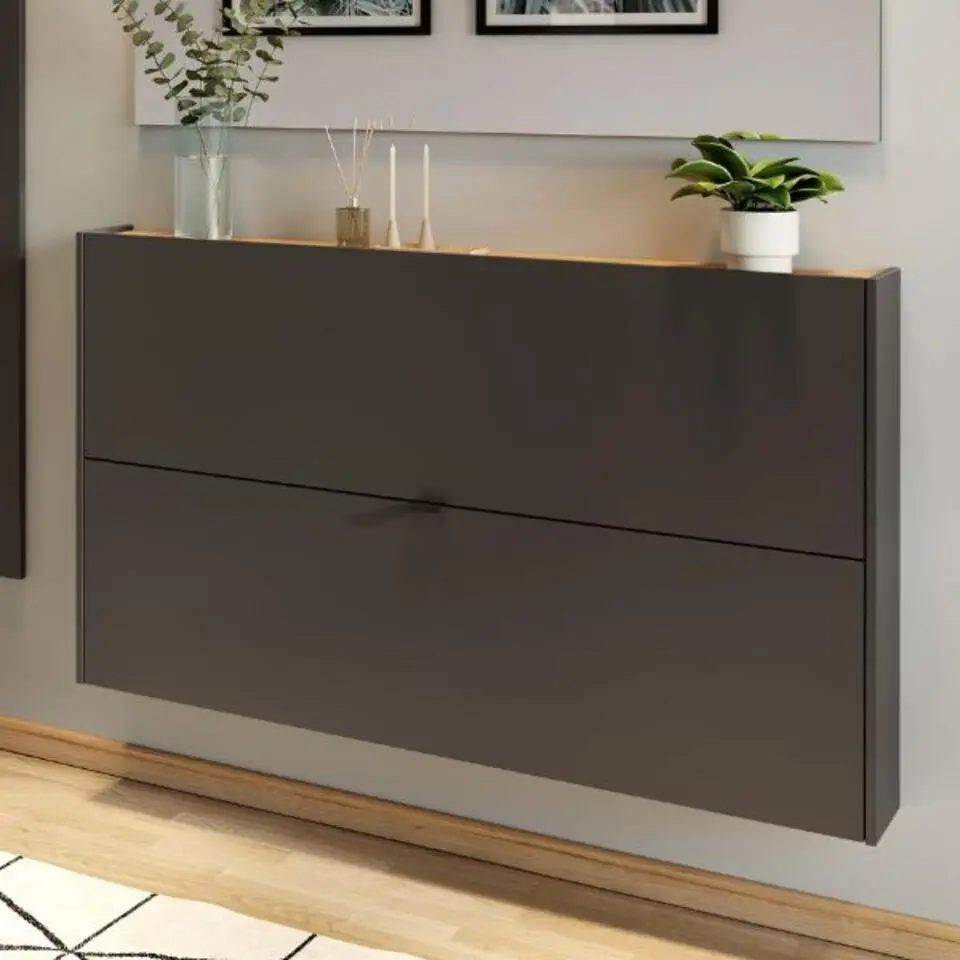 Germania Schoenenkast Elton - 140 x 19 x 85 cm - Grafietgrijs design