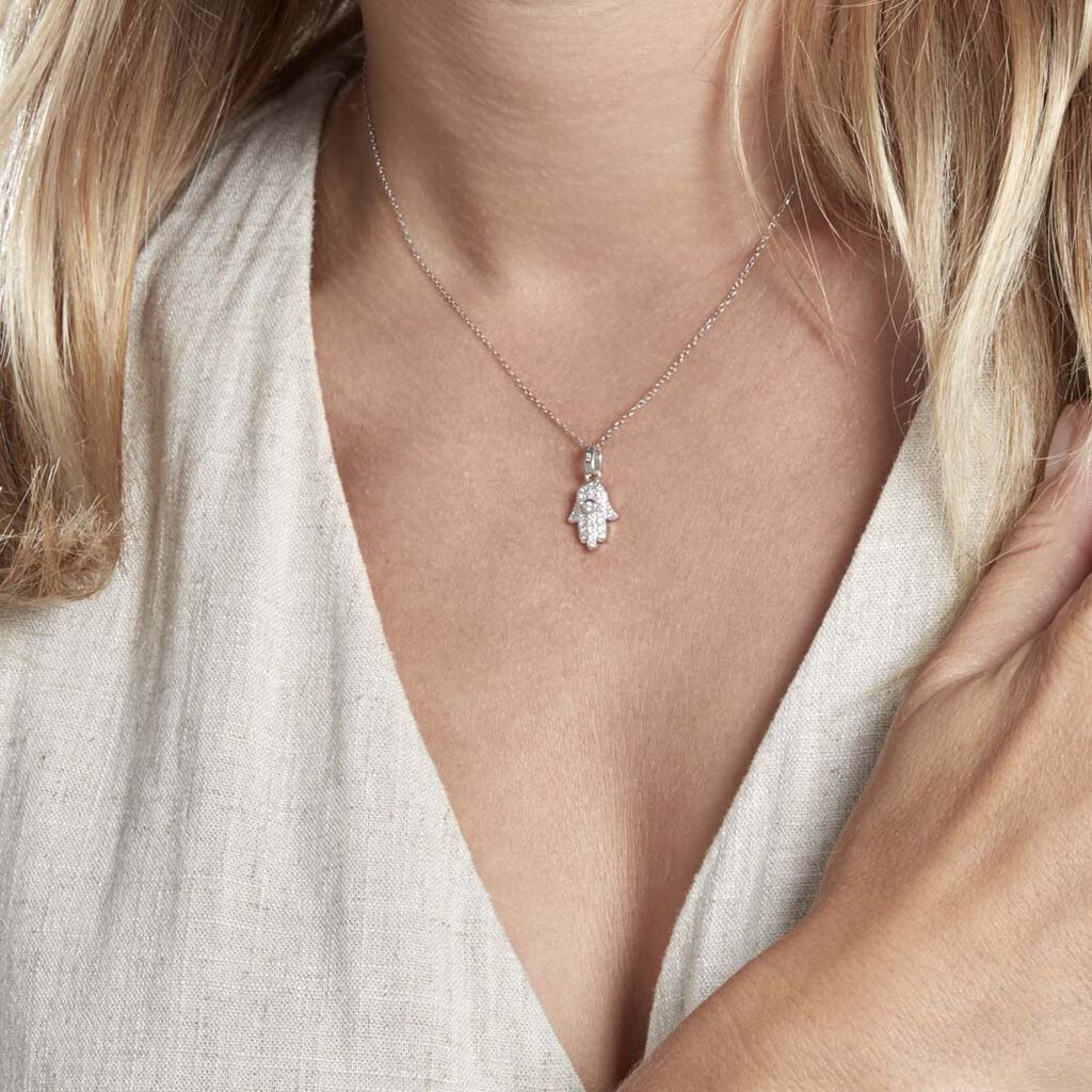 Pendentif Amelot Argent Blanc Oxyde De Zirconium