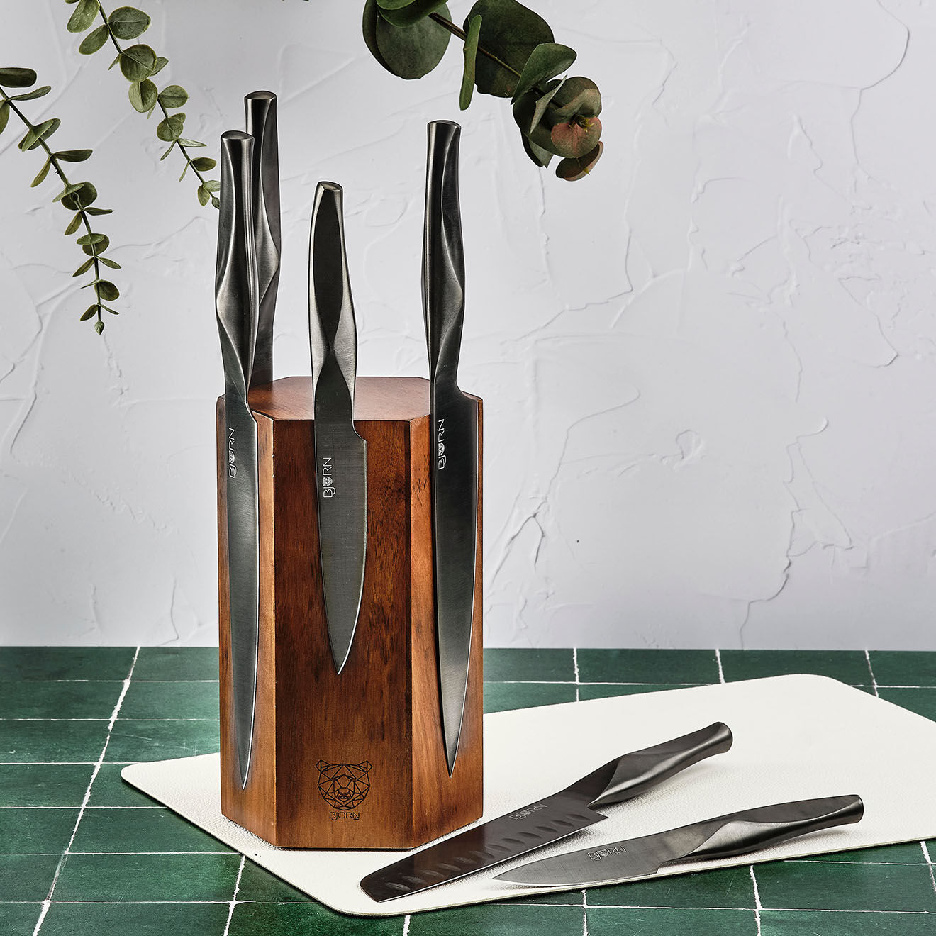 Bjorn Bloc avec couteaux de cuisine Larus Imatra gris métal - 7 pièces