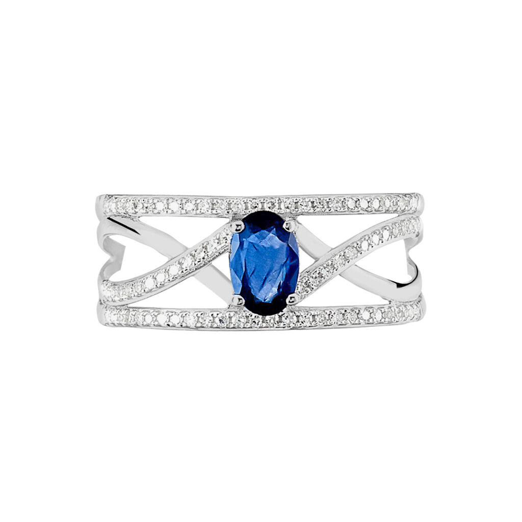 Bague Emeralina Or Blanc Saphir Et Diamant