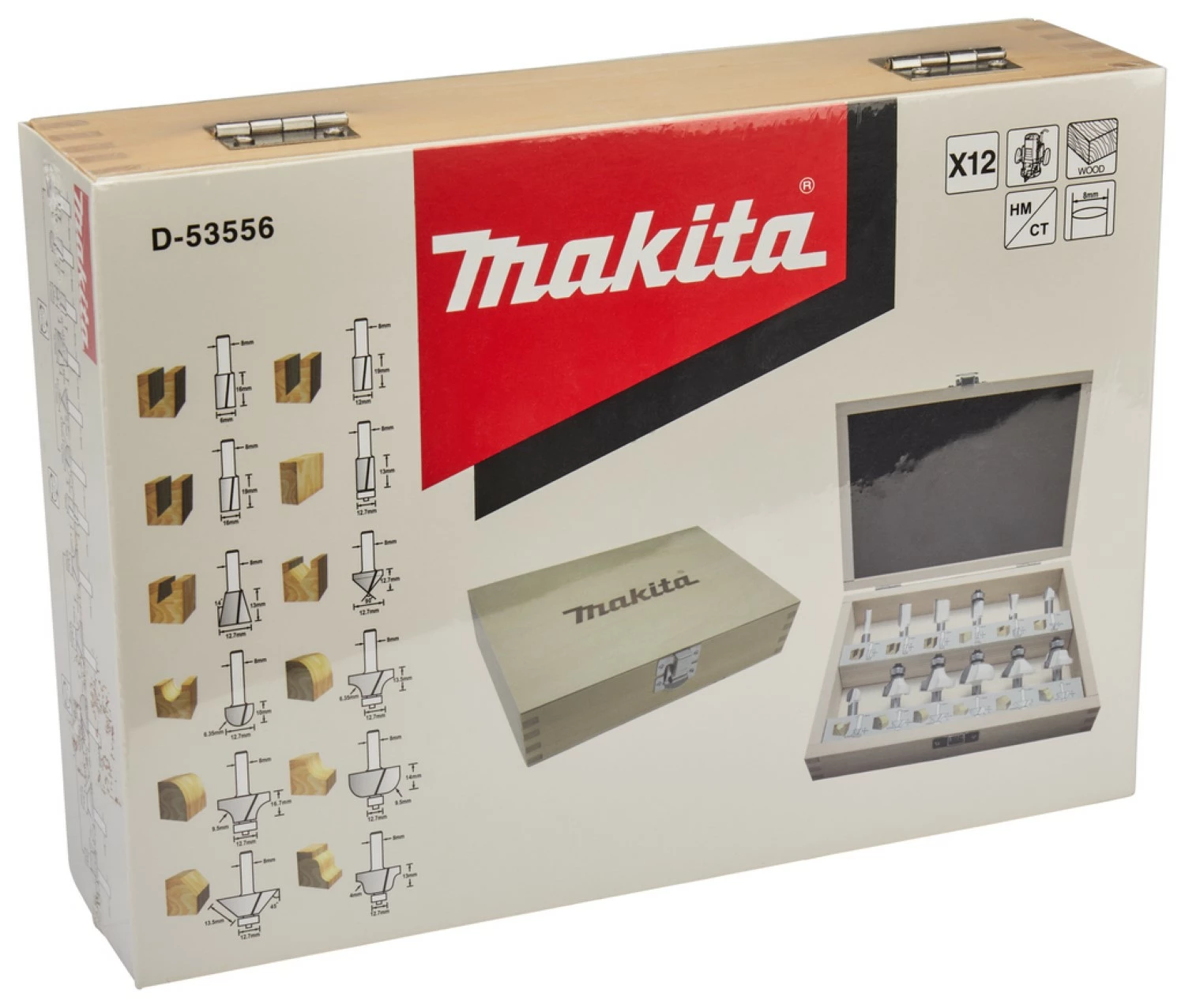 Makita D-53556 12-delige freesset - 8mm
