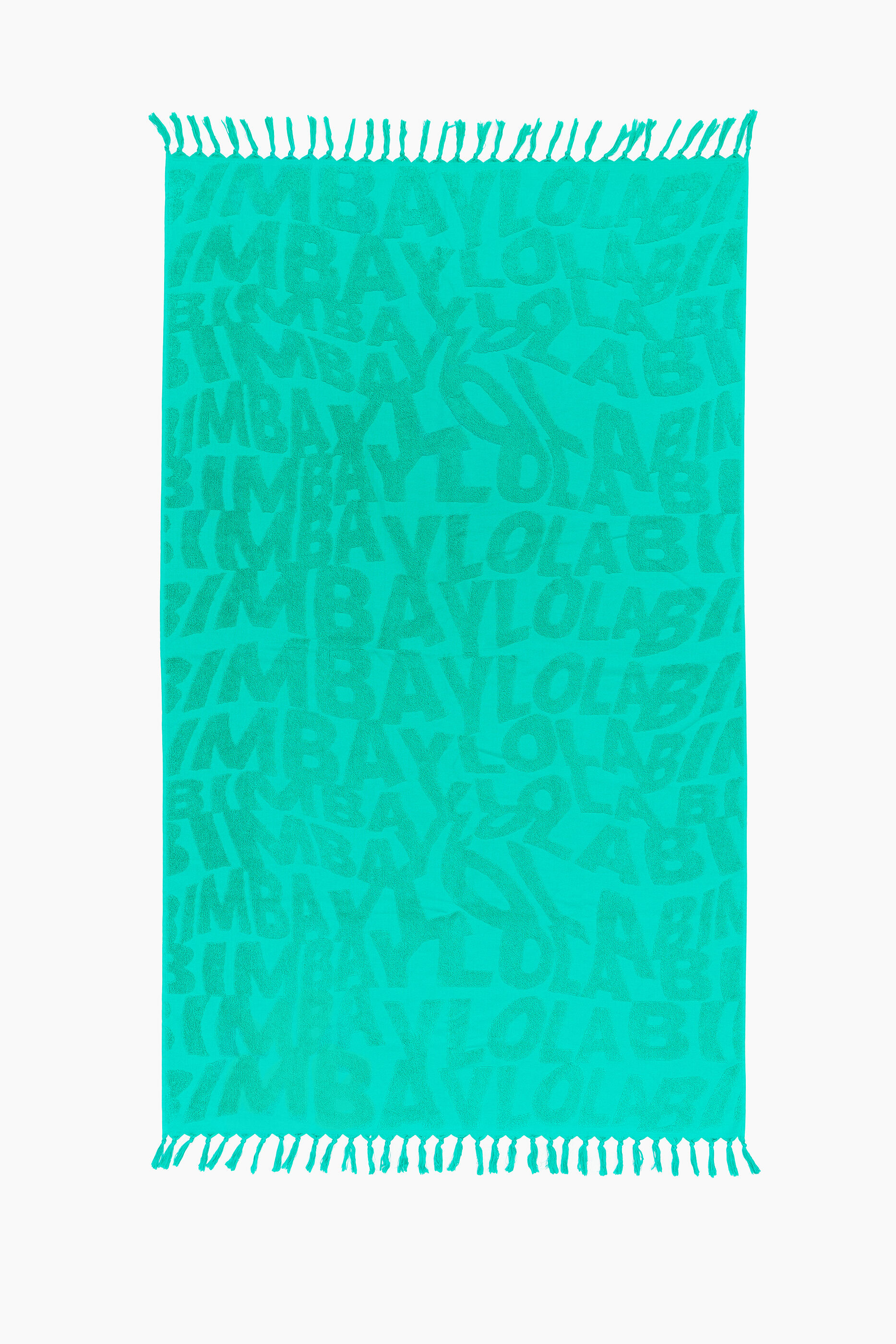 Toalha com logotipo em jacquard turquesa