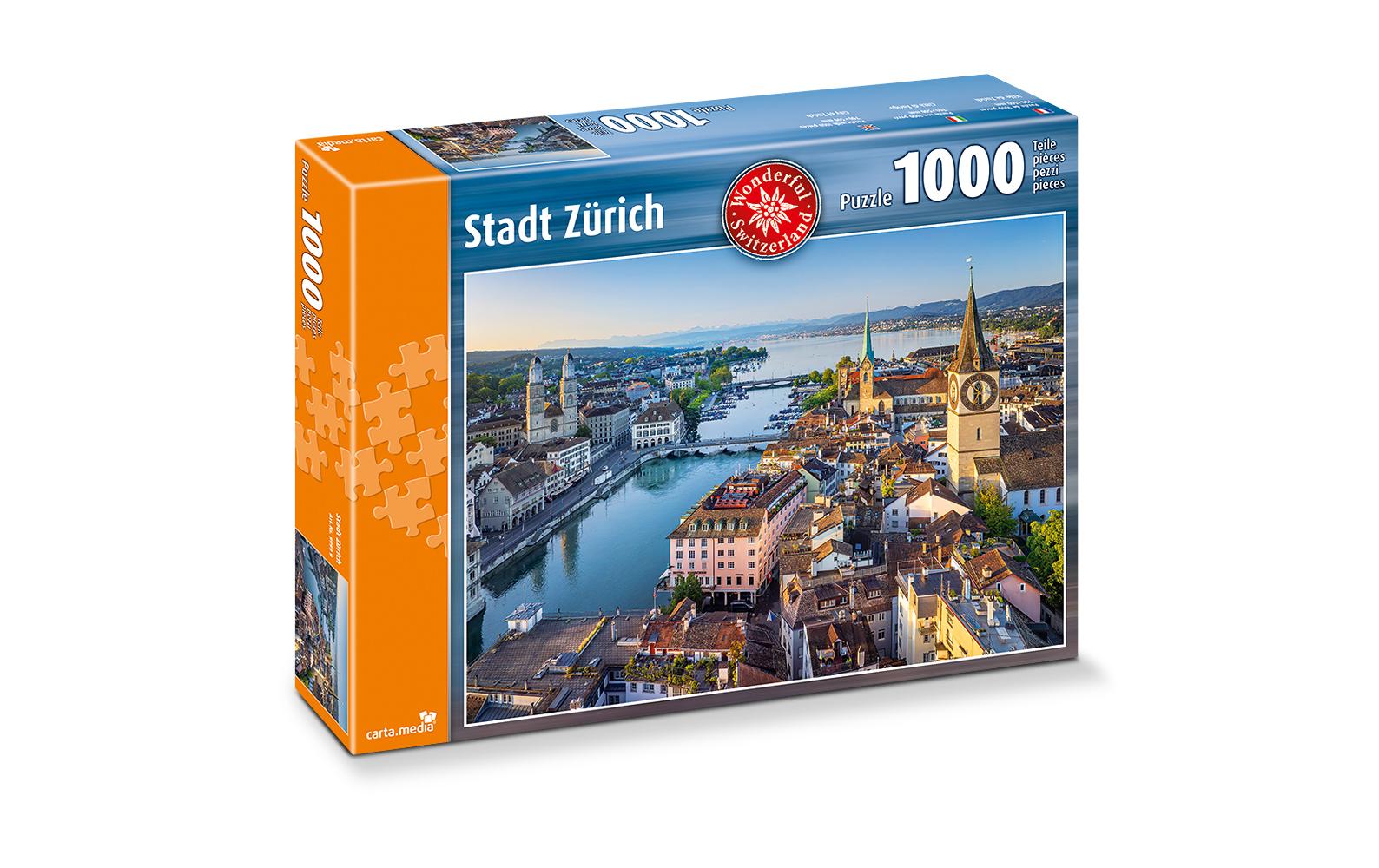 Puzzle Stadt Zürich 1000 TeilePuzzle mit realistischer Abbildung von Zürich