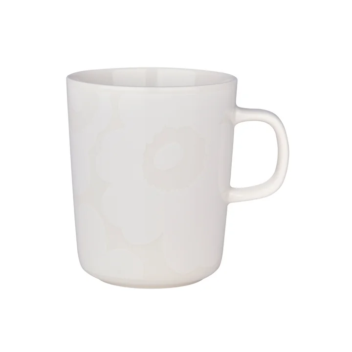 Marimekko - Oiva Unikko Becher mit Henkel, 250 ml, weiss / off-white