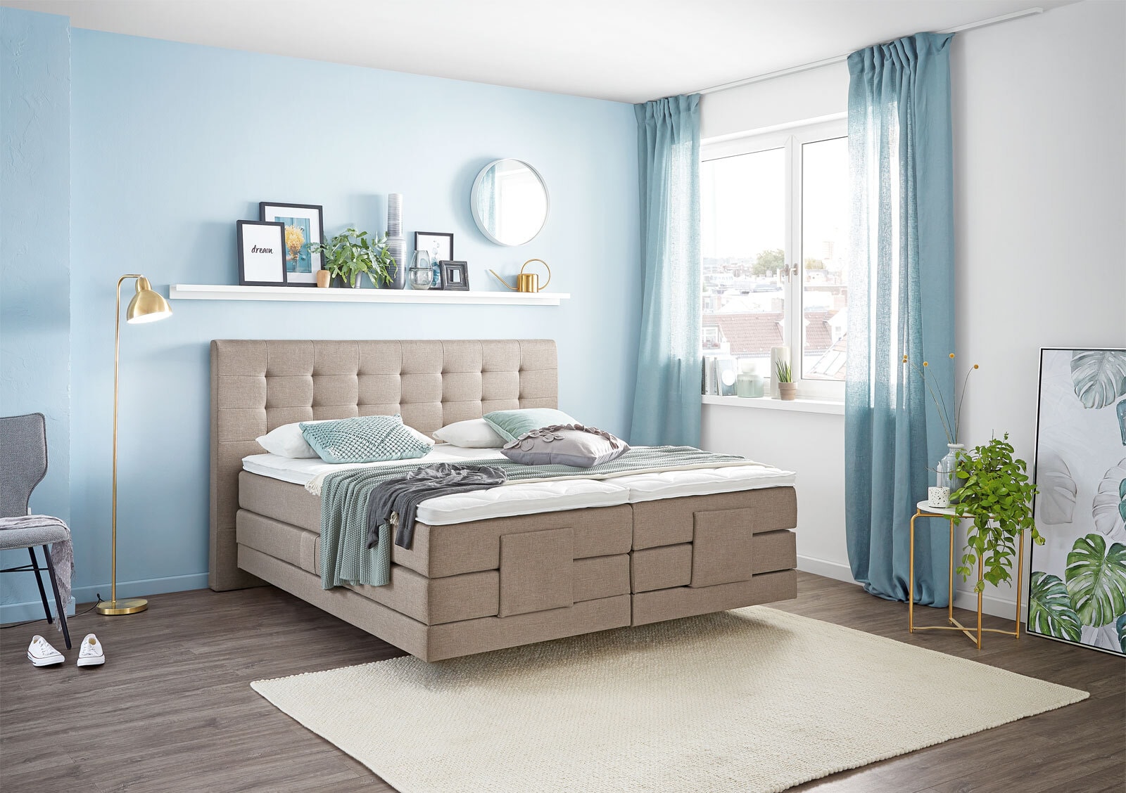 Ole Gunderson Boxspringbett FENTISSIMO TOPMOTION I EL 180 x 200 cm Inari Hellbraun