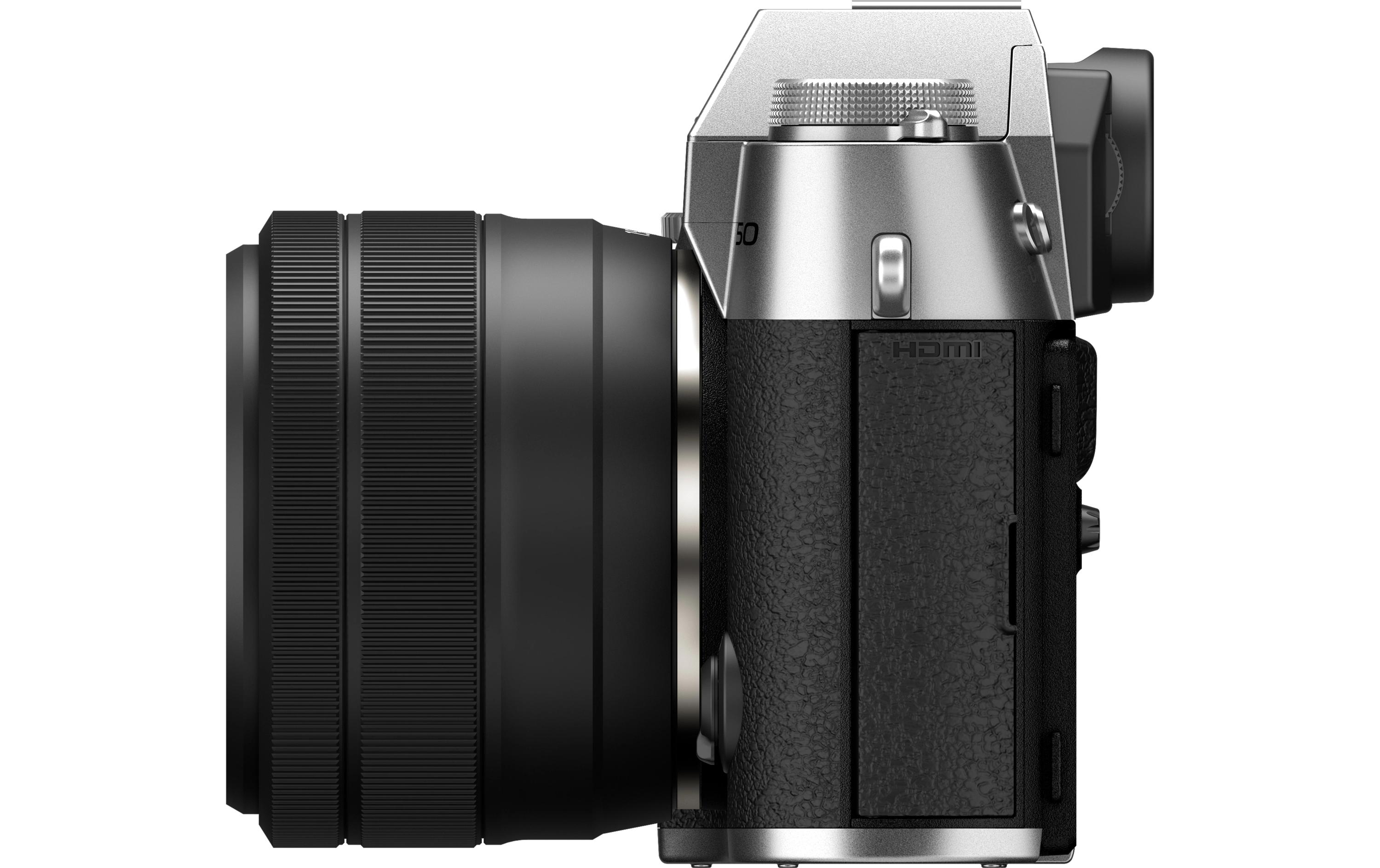 Fotokamera X-T50 Silver Kit XC 15-45mm<br>Kompakte Systemkamera mit 40.2-Megapixel-Sensor, 6.2K-Video und Filmsimulations-Einstellrad