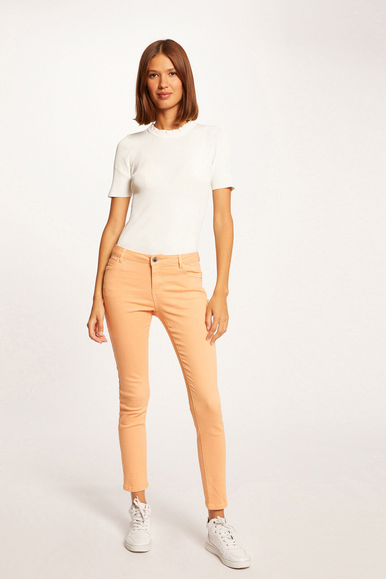 Vaquero skinny cintura baixa - Naranja