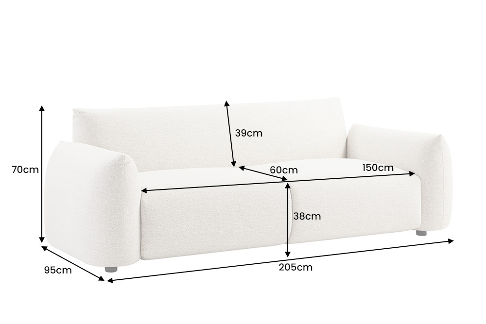In- und Outdoor Sofa SEAHAWK 205cm creme Aluminium Olefin wetterfest 2-Sitzer Couch