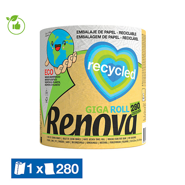 Essuie-tout Renova Gigaroll Recycled 2 épaisseurs, rouleau 280 feuilles