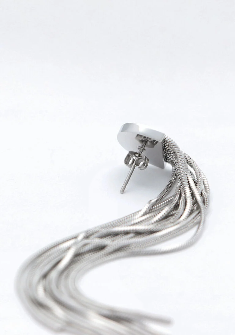 NOTRE-V zilveren notre-v oorbellen earring long