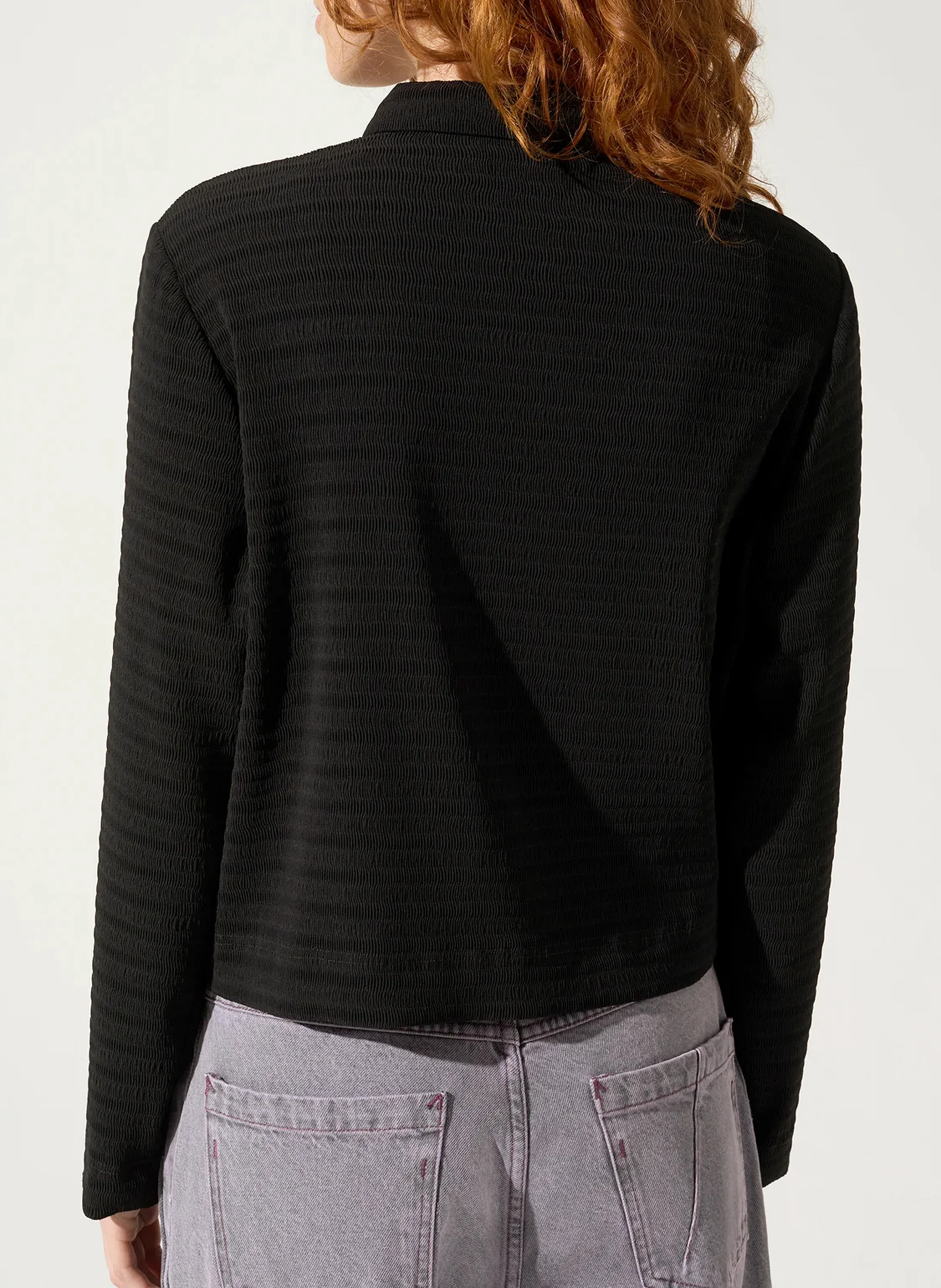 Chemise courte carrée | Noir