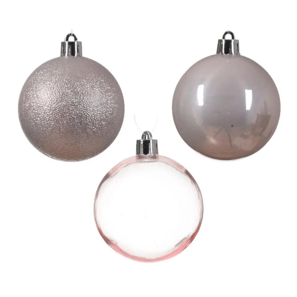 Decoris kunststof kerstballen - 25x stuks - 8 cm -lichtroze