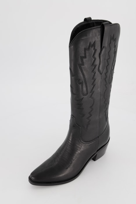 Leder-Cowboystiefel, XXL-Schaft, Westernstiefel, Stickerei, Weite H