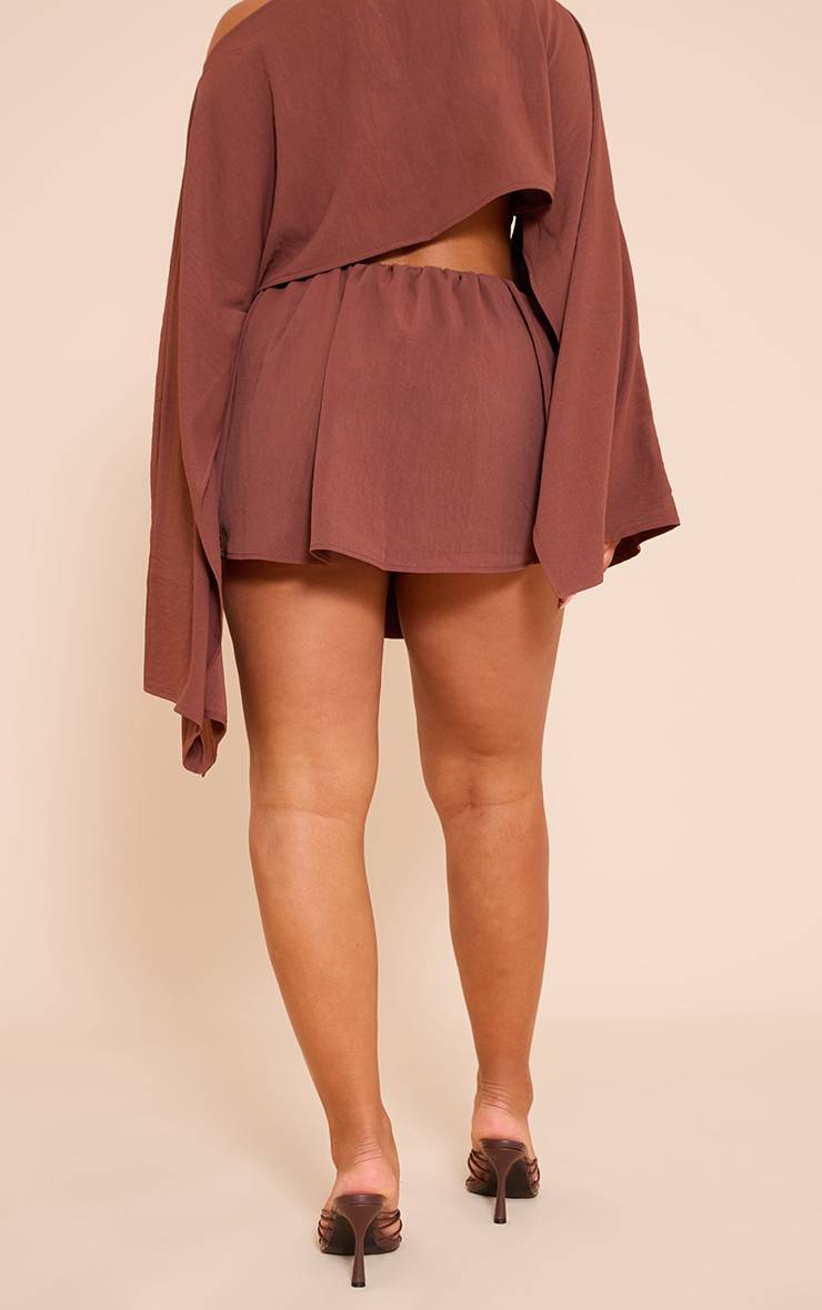 Chocolat Short Évasé En Satin Martelé Shape