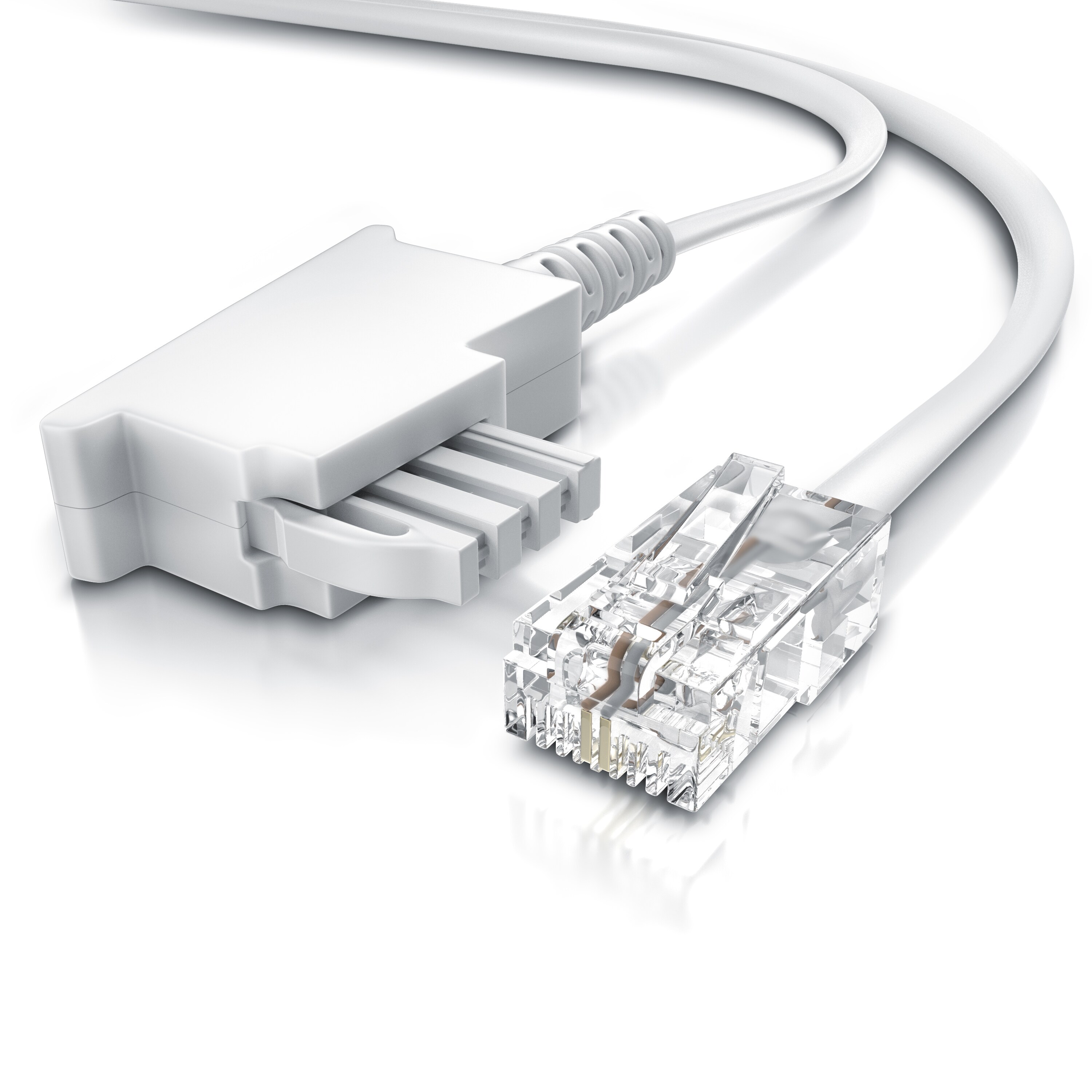 CSL - Internet Kabel Routerkabel - TAE-F Stecker auf RJ45 Stecker - 3m - Internetkabel - Router an die Telefondose, TAE - weiß