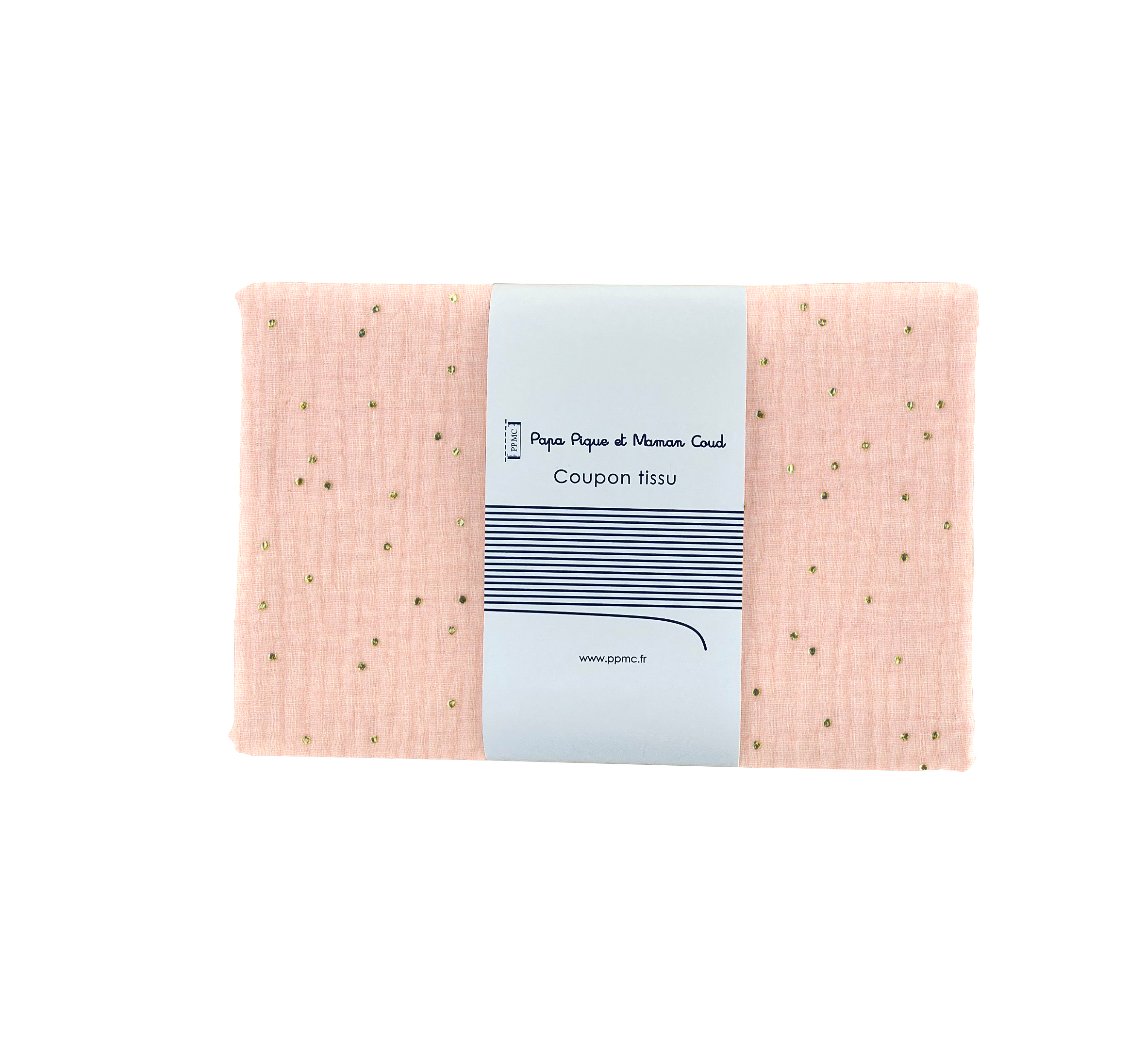Coupon Tissu 1 M Gaze Pois Or Rose