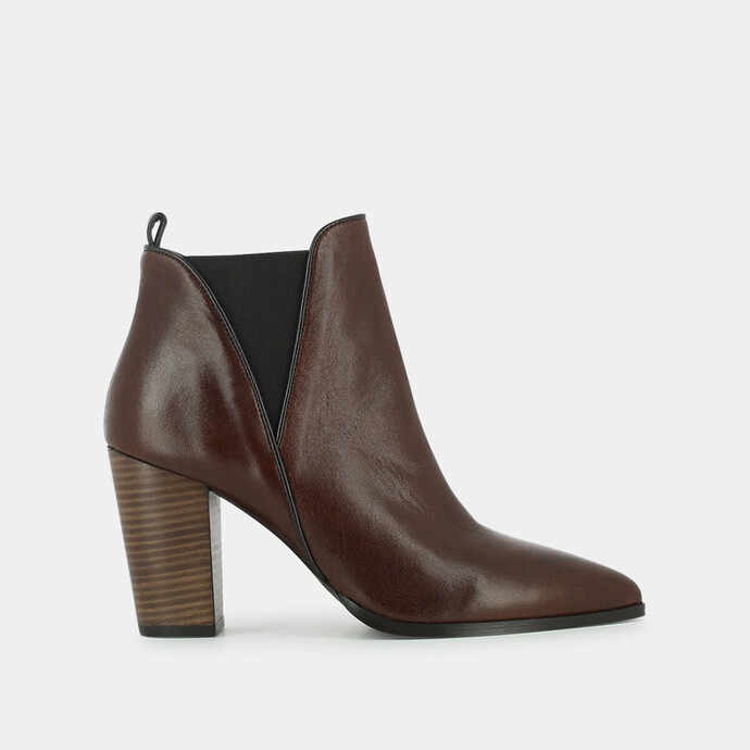 Bottines à talons  en cuir marron