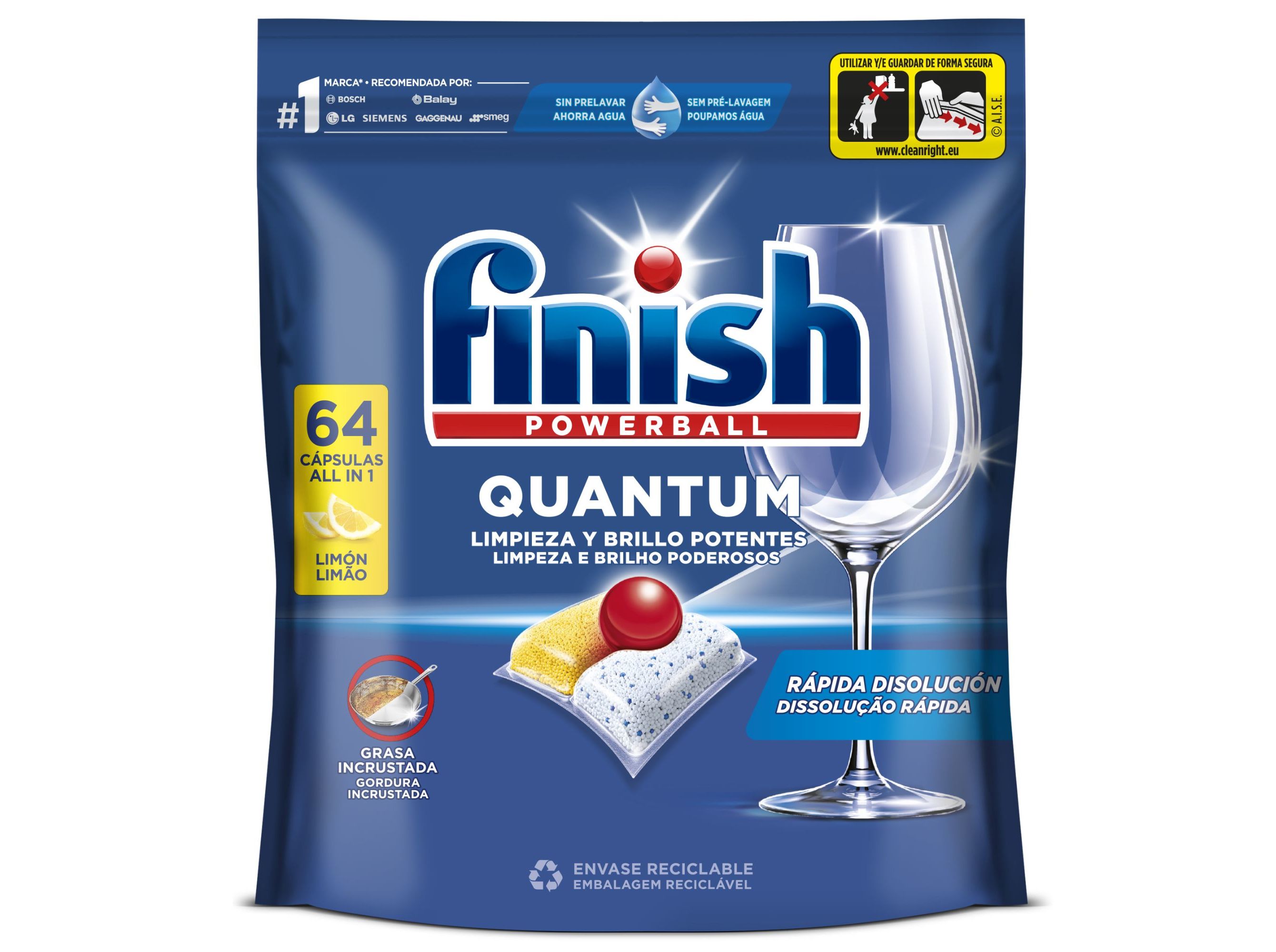 DETERGENTE LOIÇA MÁQUINA FINISH QUANTUM LIMÃO 64PASTILHAS