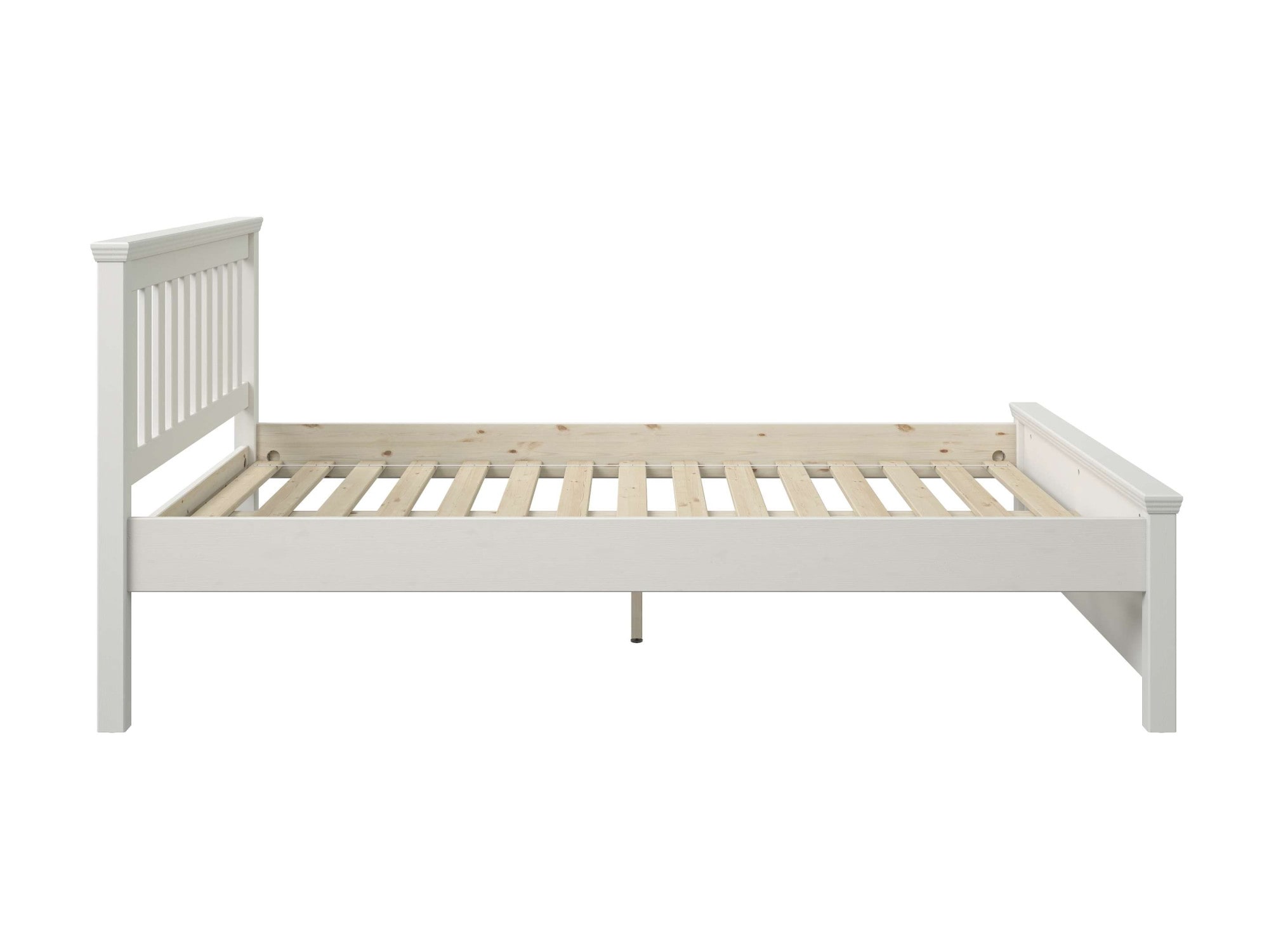 GOODproduct Bett »Fredegard, skandinavischer Stil, vielseitig kombinierbar, 2 Breiten« 180er oder 140er Breite,  teilmassiv, Sprossen am Kopfteil, mit Lattenrost, Kassettenoptik