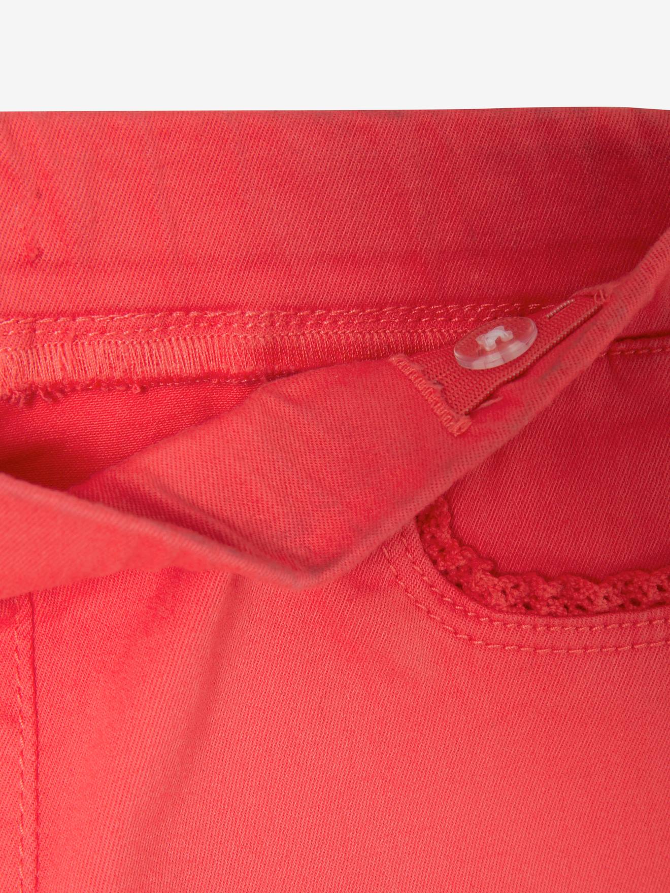 Calça legging curta com acabamento em macramê, para meninas, verde claro liso