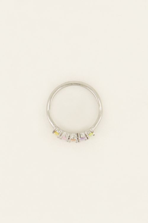 Cocktail statement ring met multikleur stenen