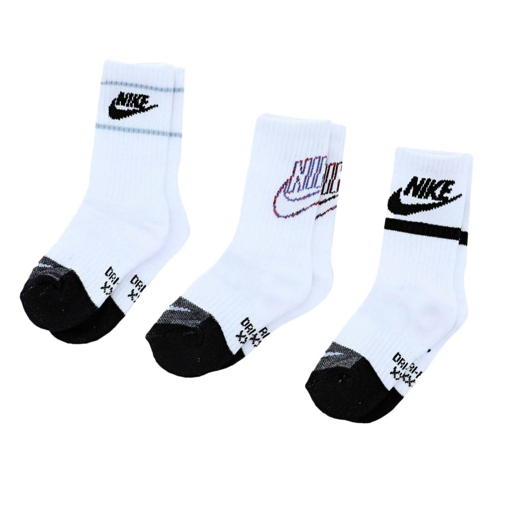 Nike 3x Paires de Chaussettes Blanches/Noires Garçon Nike Crew