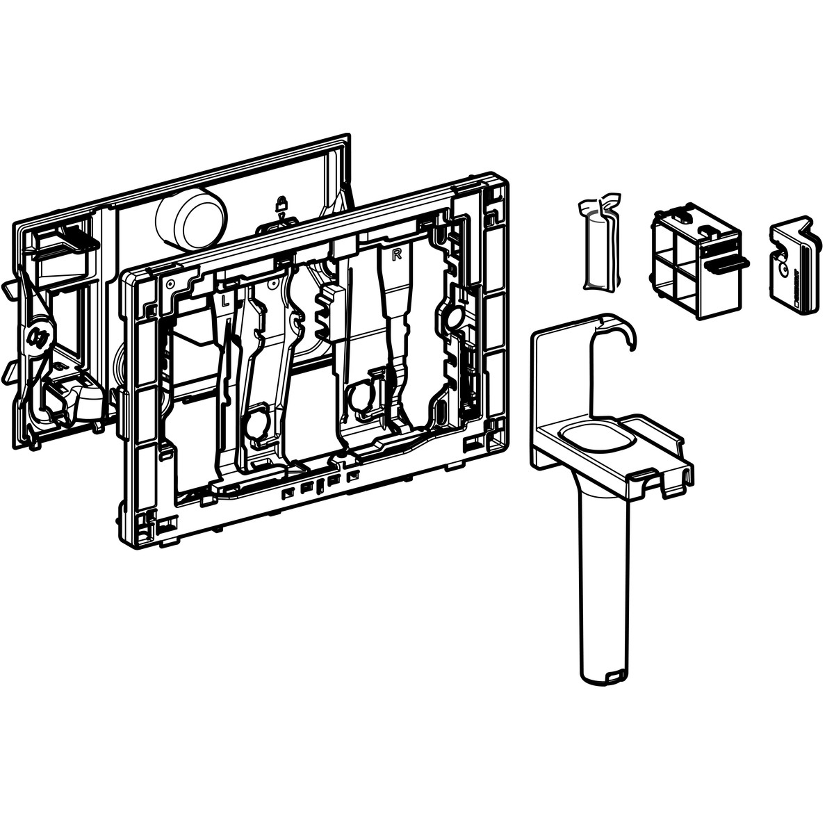 Geberit toiletblokhouder voor Geberit DuoFresh stick, voor Sigma inbouwreservoir 12cm (oa UP320)