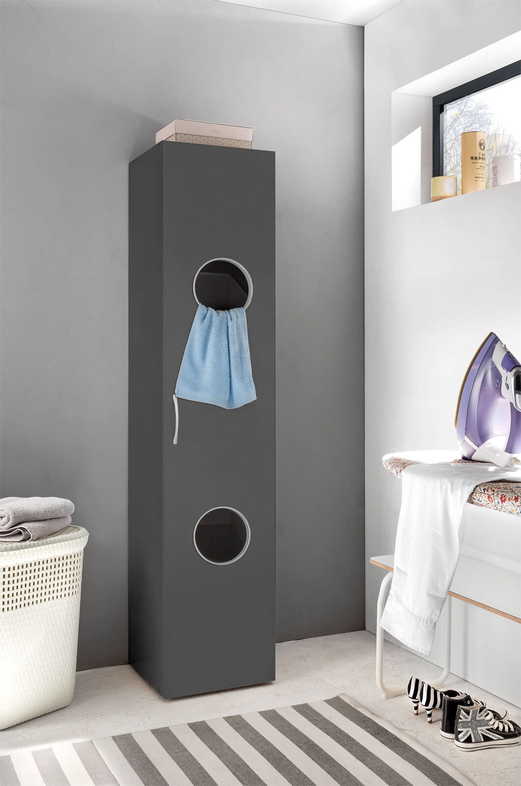 Wäscheschrank Multiraumkonzept 40x185x40 cm grau