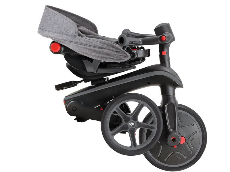GLOBBER Trike Explorer Foldable 4 in 1, Schwarz/Grau All-in-One-Baby-Dreirad und Kinder-Laufrad