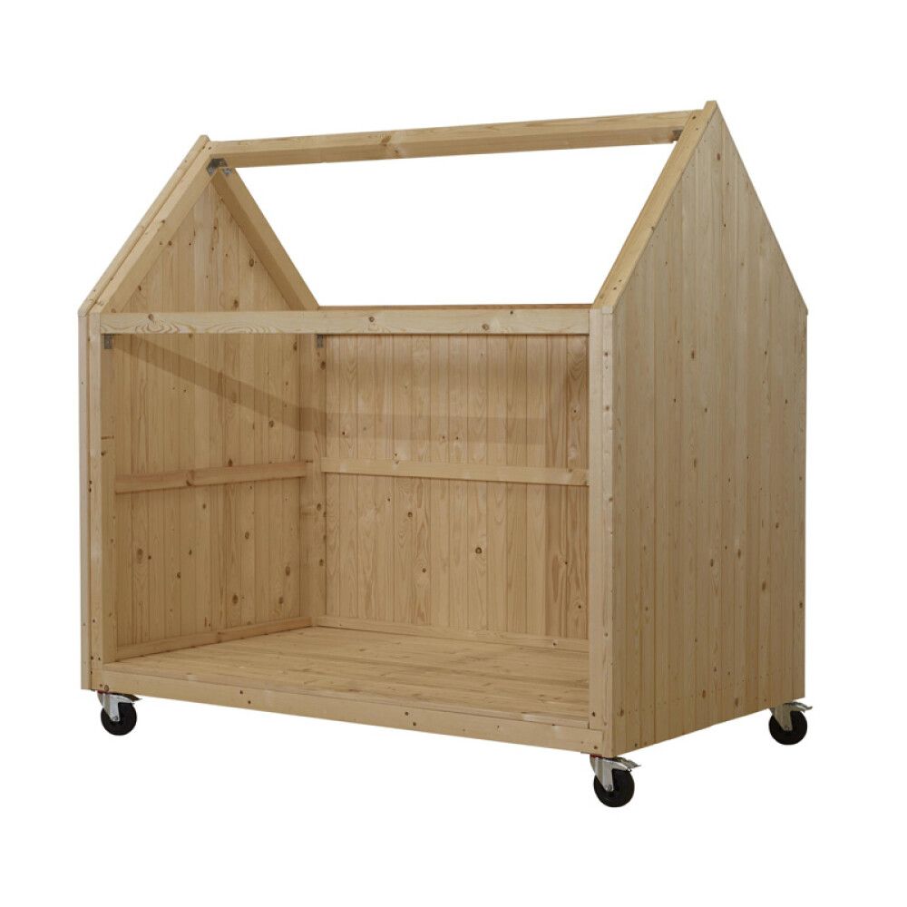 MINIHUS PÅ HJUL PLUS SHELTER 123X203CM NATUR