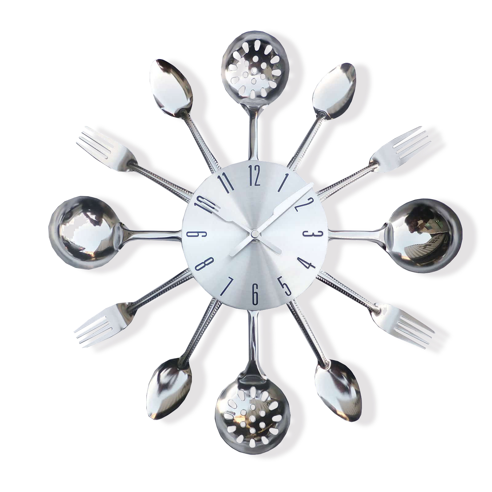 Wanduhr - Besteck - silber - Ø 38 cm