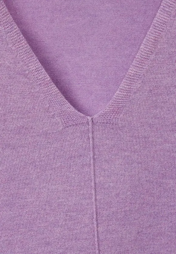 3/4 Feinstrick Pullover - sporty lilac melange