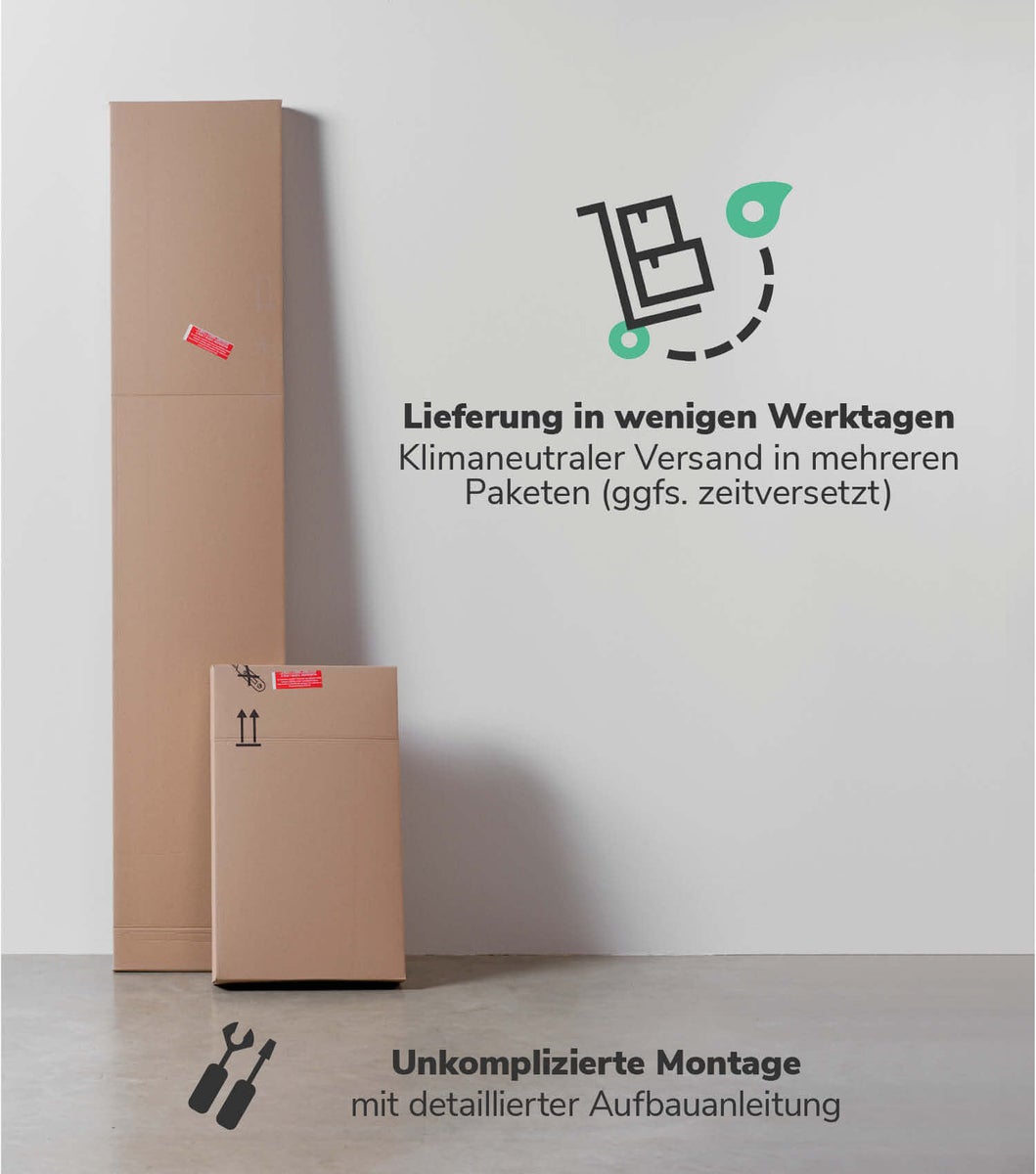 mokebo 2-delige garderobeset in grijs 'Het allround wapen', set bestaande uit een halfhoge garderobekast en een multifunctionele garderobekast