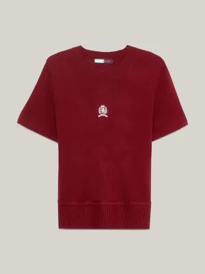 Camiseta de malha com bordado de brasão
