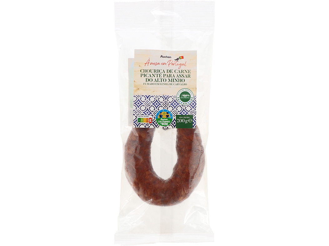 CHOURIÇA DE ASSAR PICANTE AUCHAN À MESA EM PORTUGAL CULTIVAMOS O BOM ALTO MINHO 200G