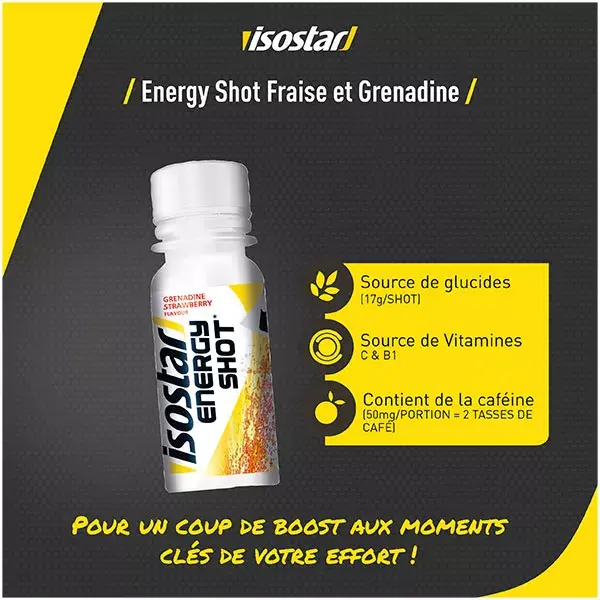 Isostar Energy Shot Proteína Morango e Grenadine 60ml