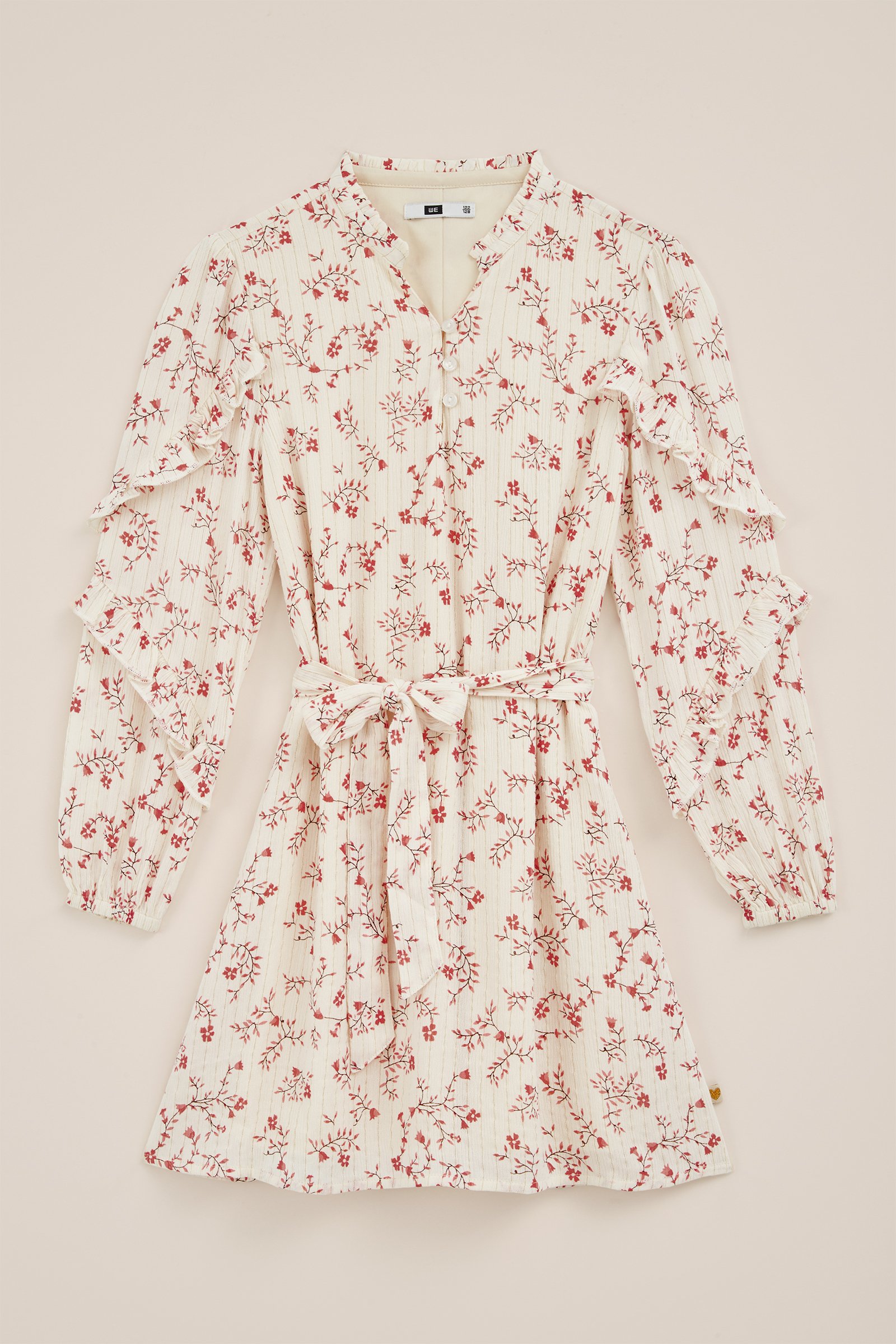 Meisjes jurk met dessin WE Fashion Zalmroze