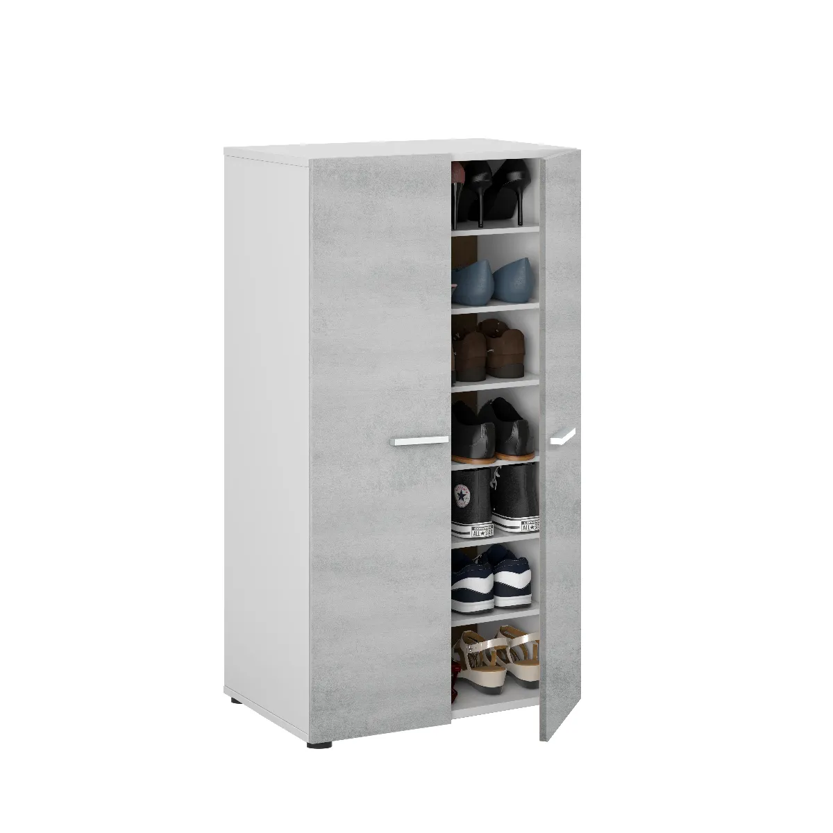 ALTER Armoire à chaussures étagères - Blanc et béton