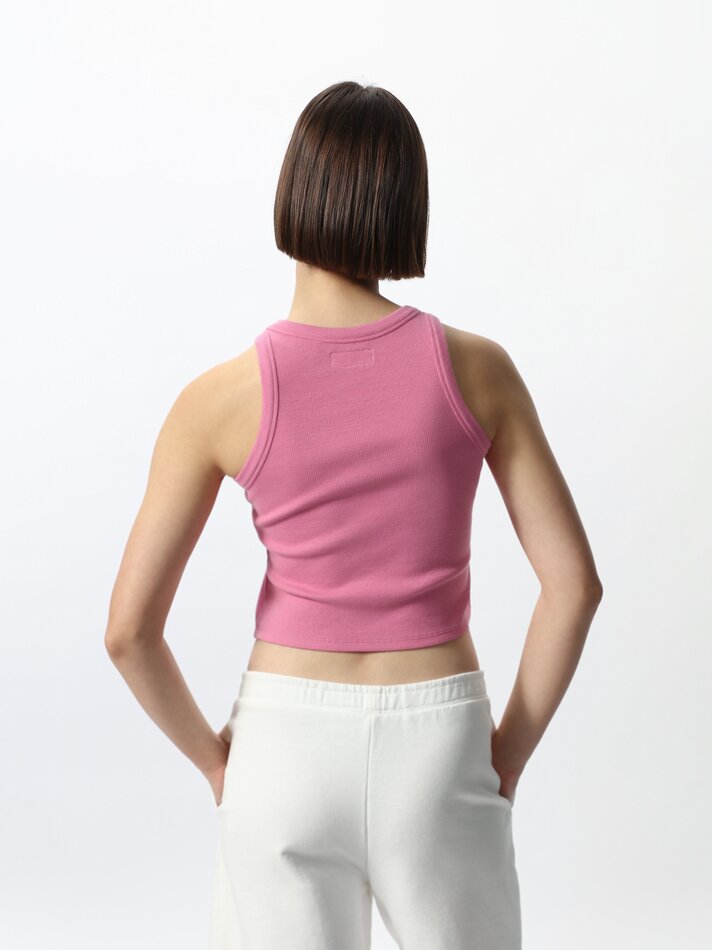 Blusa sem mangas com estampa de carinha sorridente - Rosa