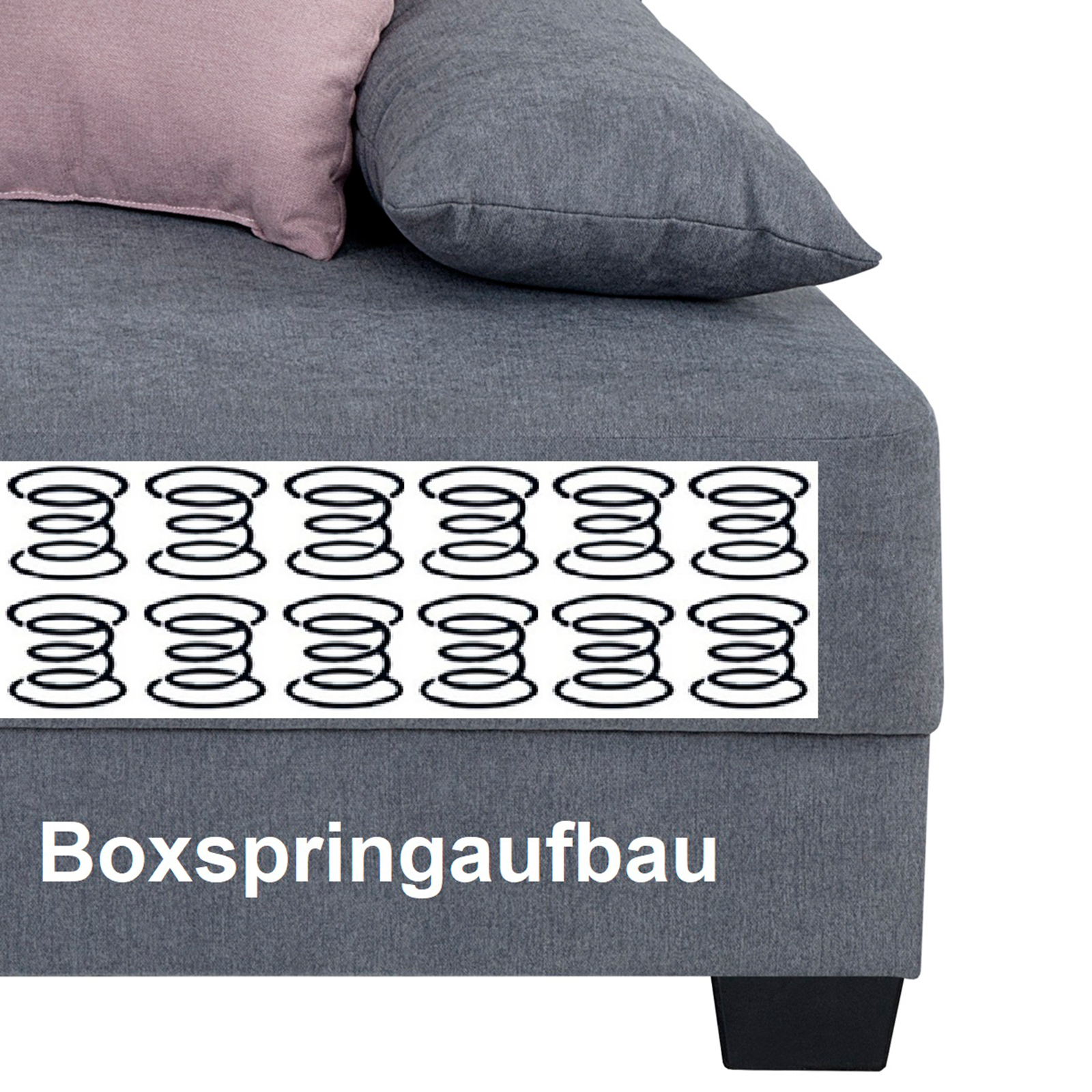 Boxspringsofa - grau - mit Staukasten - Dauerschläfer
