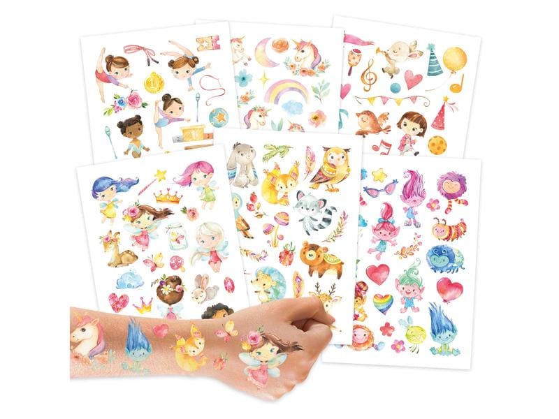 Papierdrachen Tattoo Set Feen und Trolle 6 Bögen