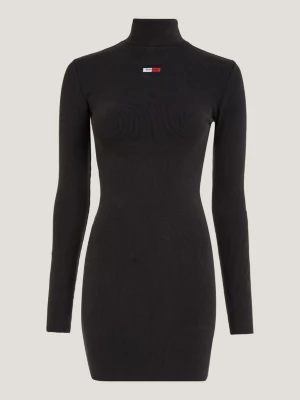 Vestido curto essencial de gola alta canelada