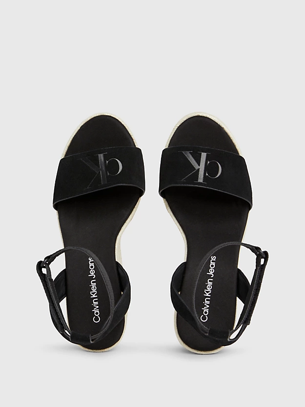 Sandálias espadrille de camurça com salto plataforma