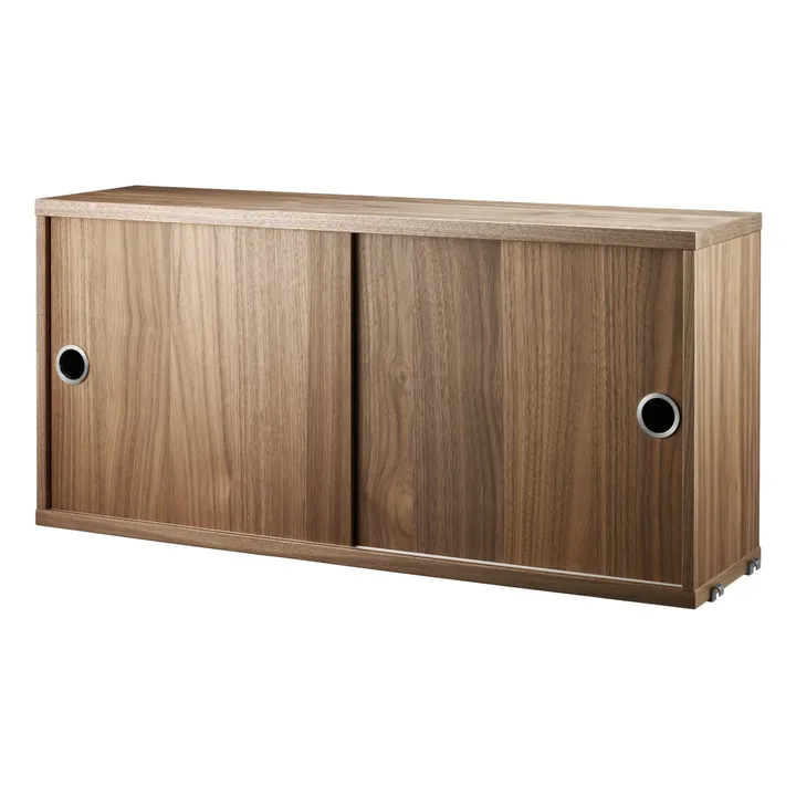 String Furniture Cabinet portes coulissantes en noyer 78x30 cm