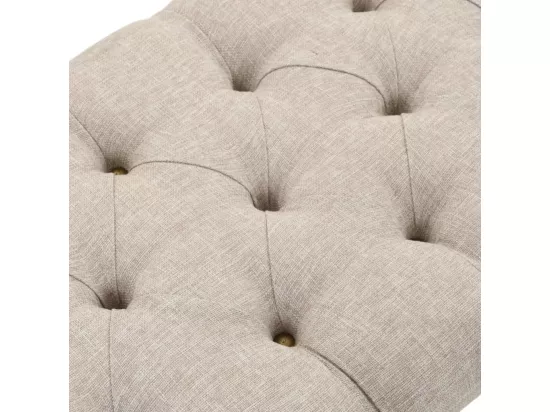 Banc avec rangement en forme de tonneau bois de sapin et tissu crème Vinto