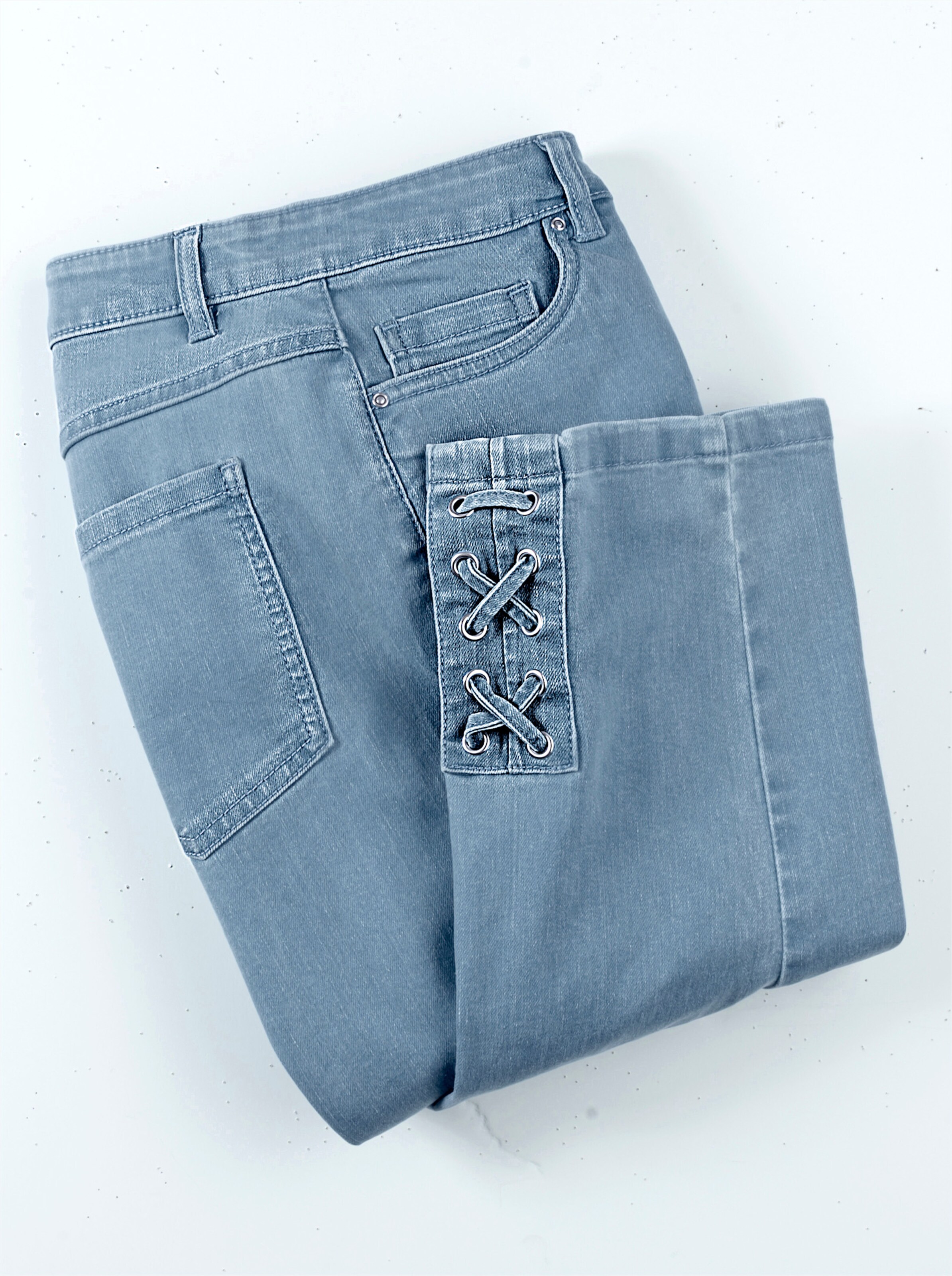 3/4-Jeans in blue-bleached