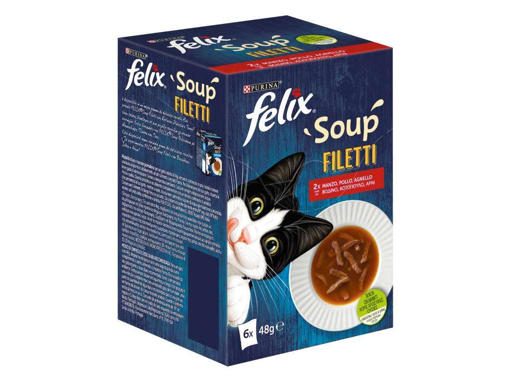 COMIDA HÚMIDA PARA GATO FELIX SOUP FILETTI CAMPO 6X48G