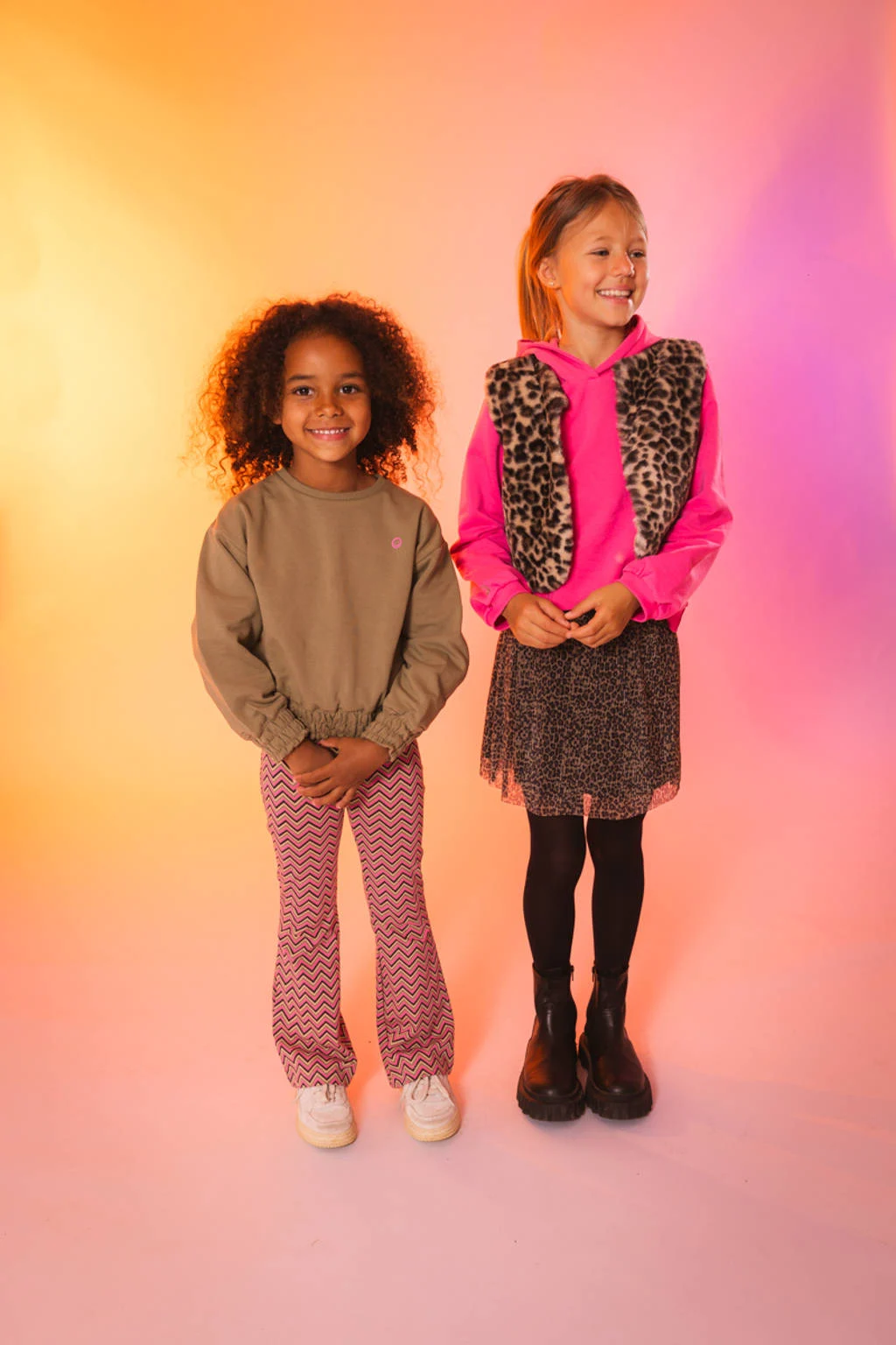 Quapi imitatiebont gilet ZOE met panterprint bruin/zwart