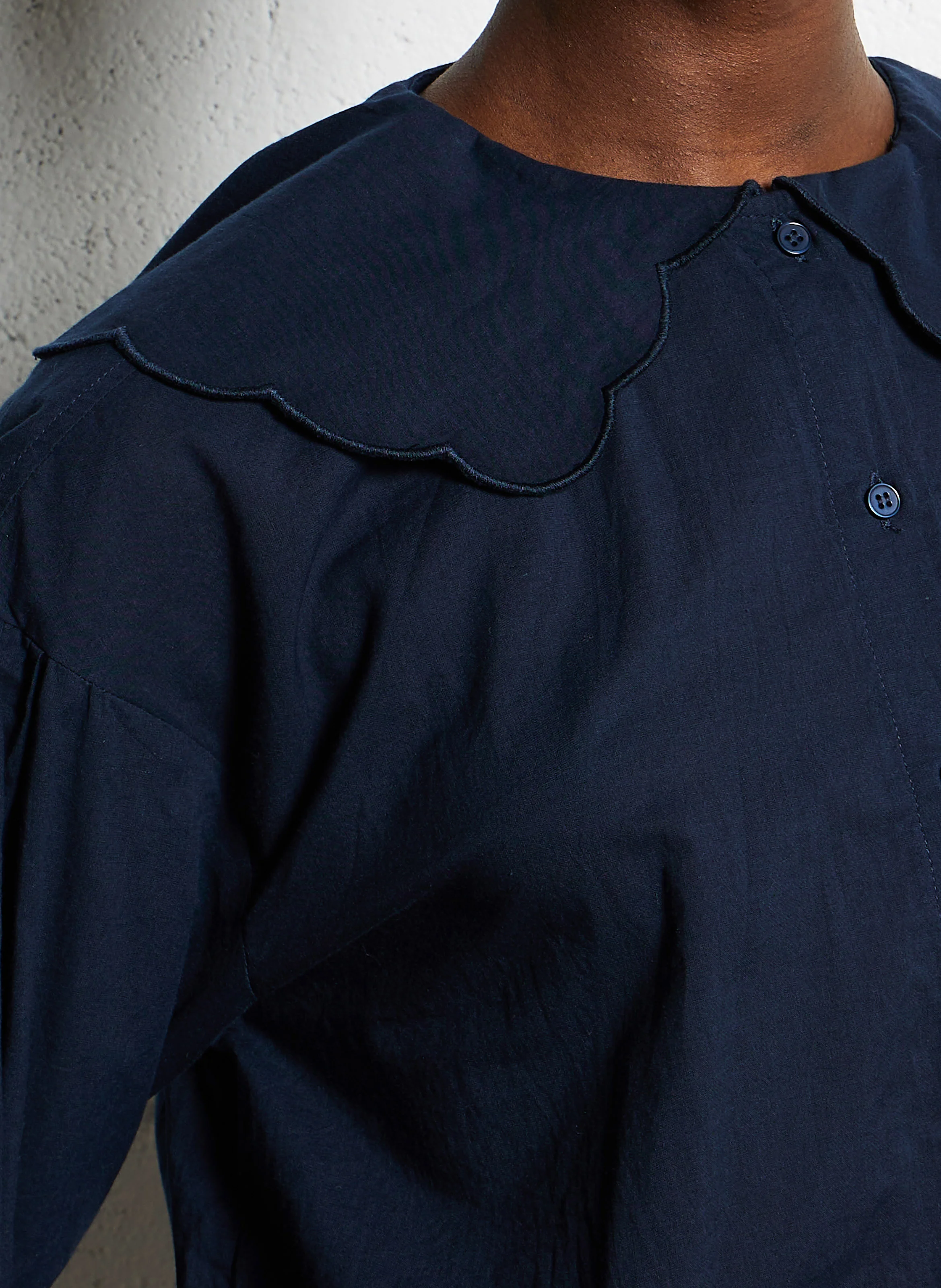 Chemise droite en coton | Bleu